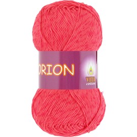 Пряжа Vita-cotton "Orion" 4580 Красный коралл 77% мерсириз. хлопок 23% вискоза 170м 50гр